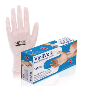 LUVA DE VINIL S/AMIDO DE MILHO C/100 TAM M - VOLK